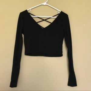 Black crop top  with lace in the back